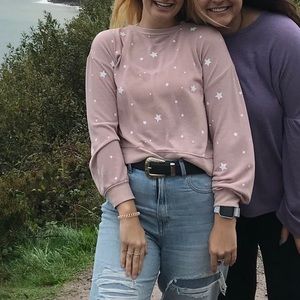 Pink star crop sweater